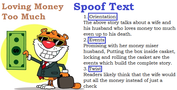 example of spoof text funny story
