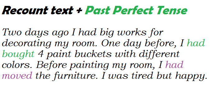 recount text and past perfect tense