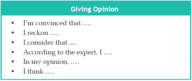contoh percakapan asking giving opinion