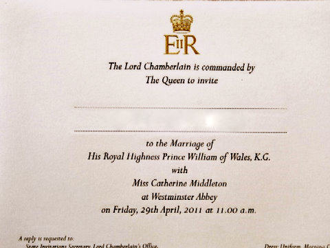 Invitation Cambridge royal wedding